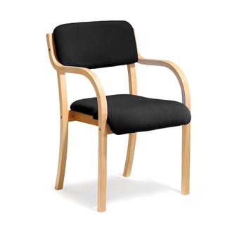 Upholstered conference chair WINNIPEG, armrests, black, beech