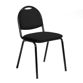 Kantinestol WARREN med stoppet sete og rygg, kunstskinn, svart/svart