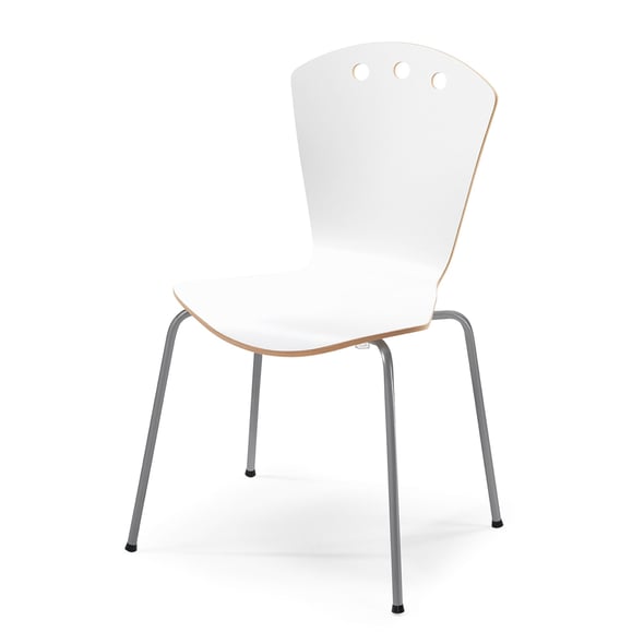 Canteen chair ORLANDO, white, alu grey AJ Products