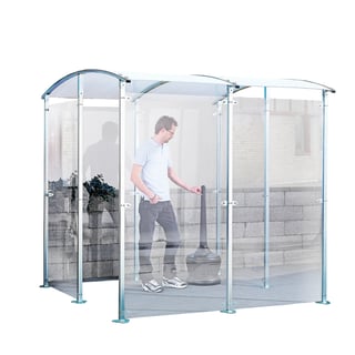 Plexiglass outdoor smoking shelter, 2200x2150x2150 mm