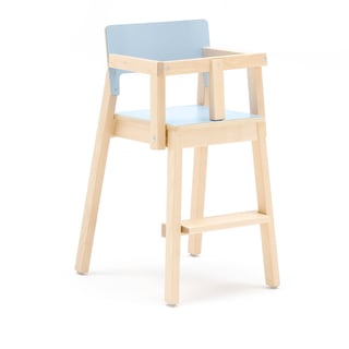 Detská jedálenská stolička LOVE, V 500 mm, breza, laminát - modrá
