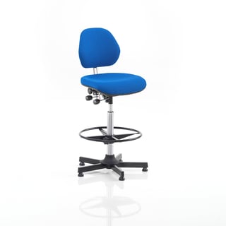 Krzesło warsztatowe AUGUSTA, 650-900 mm, niebieska tkanina