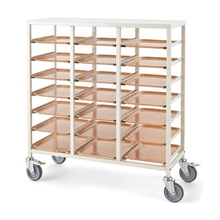 Tray trolley, for 21 trays, white