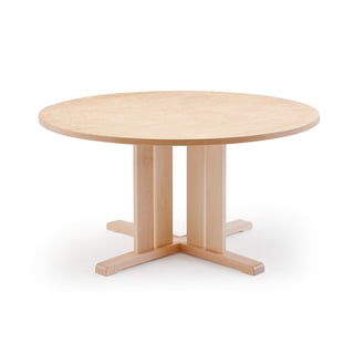 Pöytä KUPOL, Ø1200x720 mm, beige linoleumi, koivu
