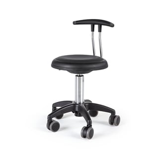 Mobile work stool STAR, H 380-480 mm, black