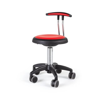 Mobile work stool STAR, H 380-480 mm, red