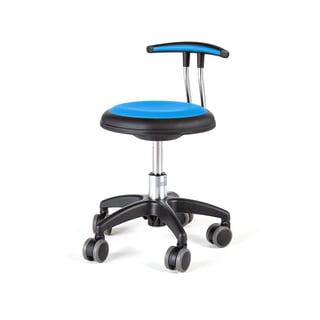 Mobile work stool STAR, H 300-380 mm, blue