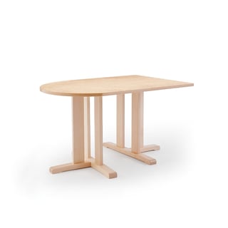 Stół KUPOL, 1400x800x720 mm, beżowe linoleum, brzoza