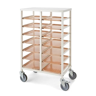 Tray trolley, for 14 trays, white