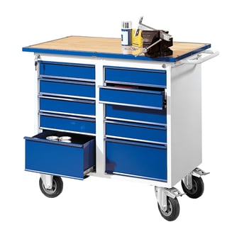 Workbench FLEX, mobile, 10 drawers, 1100x595x900 mm