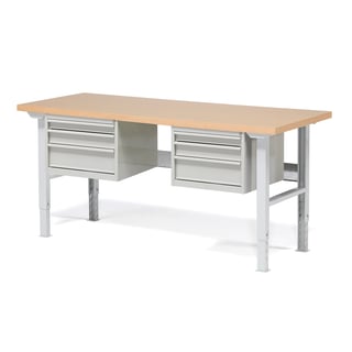 Kompletna delovna miza: 2 predalnika, 6 predalov: D 2000 mm
