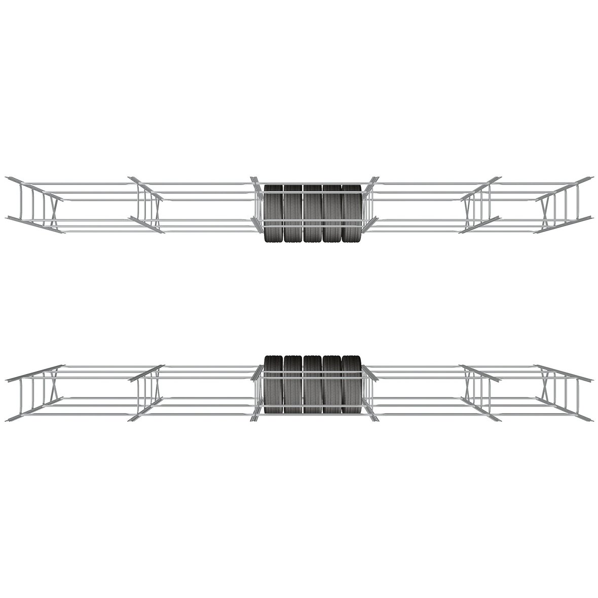 Tyre rack TRANSFORM, for 20 ft container, D 400 mm | AJ Products