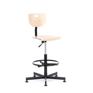 Krzesło warsztatowe PALMER, na ślizgaczach, 555-815 mm, sklejka, buk
