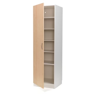 Clothes storage cabinet, L/H, 600x600x2100 mm, white, birch
