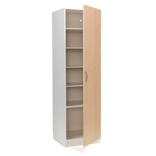 Clothes storage cabinet, R/H, 600x600x2100 mm, white, birch