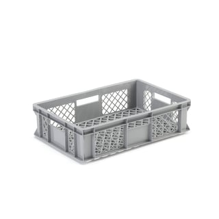 Perforated plastic crate WATTS, grey, 600x400x150 mm