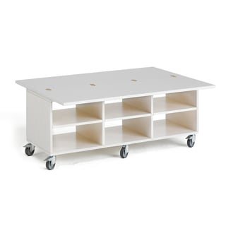 Play table with storage MINNA, 6 comps, 1200x450x530 mm, white