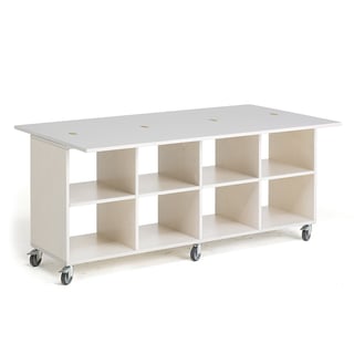 Play table with storage MINNA, 8 comps, 1600x450x730 mm, white