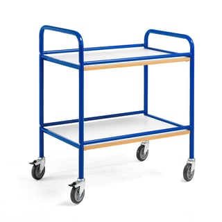 Catering trolley BERTA, 2 shelves, 760x520 mm, blue