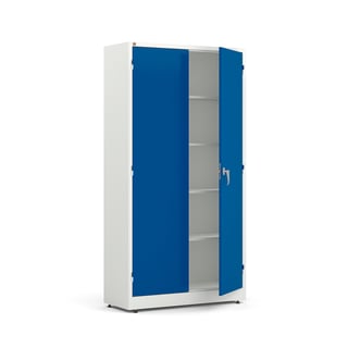 Kancelářská skříň STYLE, 1900x1000x400 mm, bílá, modré dveře