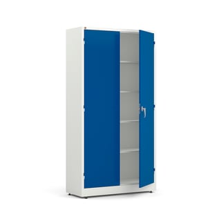Opbevaringsskab STYLE, 4 hylder, 1900x1000x400 mm, hvid, blå