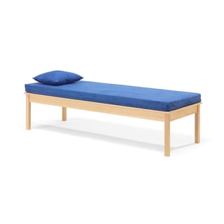 Łóżko do leżakowania, z materacem i poduszką, 1900x700x480 mm, buk, niebieski