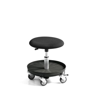 Hjultaburet MIDI, 360-480 mm, polstret sæde, sort
