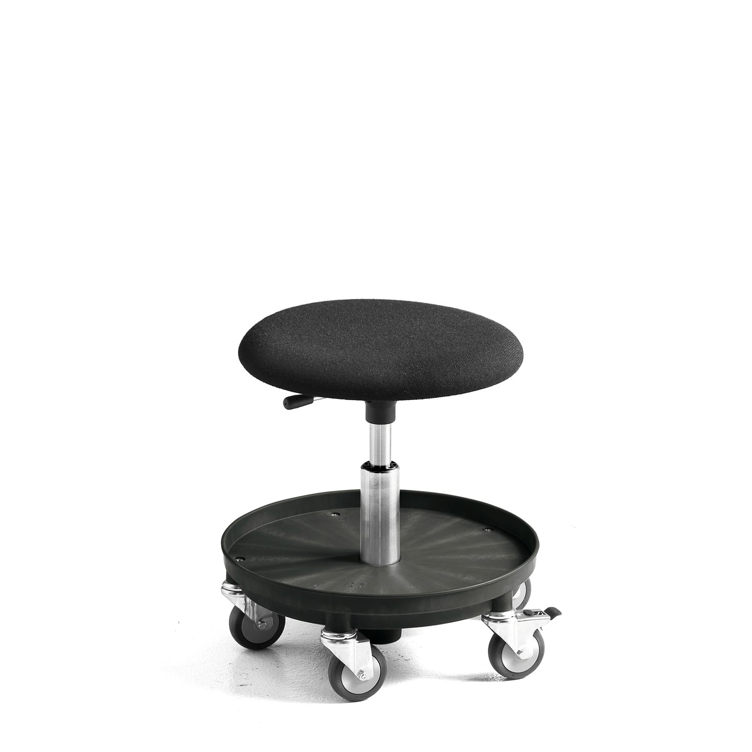 Wheelstool MIDI, H370500 mm, black padded seat AJ Products