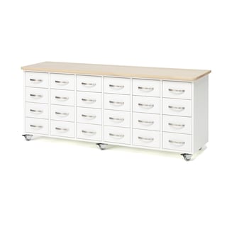 Mobile merchant chest, 24 drawers, bow handle, white
