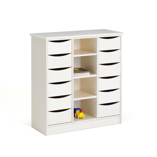 Drawer unit BJÖRKAVI, 12 drawers, 4 comps, 980x400x980 mm, white, white