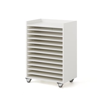 Mobile shelving for drawings, 650x420x900 mm, white