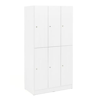 Drveni garderobni ormar, 3 sekcije, 6 vrata, 1935x960x555 mm, bijeli laminat