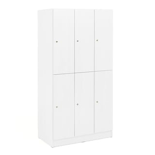 Wooden clothes locker CRUISE, 3 x 2 doors, 1935x960x555 mm, white laminate
