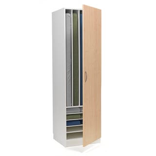 Mattress storage cabinet, 600x600x2100 mm, R/H, white, birch