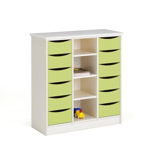 Drawer unit BJÖRKAVI, 12 drawers, 4 comps, 980x400x980 mm, white, green