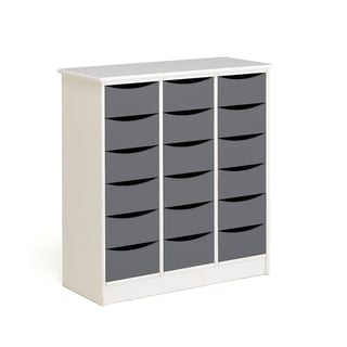 Drawer unit BJÖRKAVI, 18 drawers, 860x400x980 mm, white, grey
