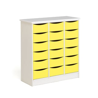 Drawer unit BJÖRKAVI, 18 drawers, 860x400x980 mm, white, yellow