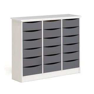 Drawer unit BJÖRKAVI, 18 drawers, 1160x400x980 mm, white, grey
