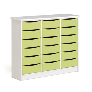 Drawer unit BJÖRKAVI, 18 drawers, 1160x400x980 mm, white, green