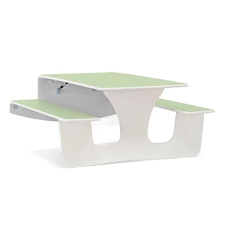 Wall mounted foldaway table LUCAS, 1200x1200x720 mm, white, green linoleum