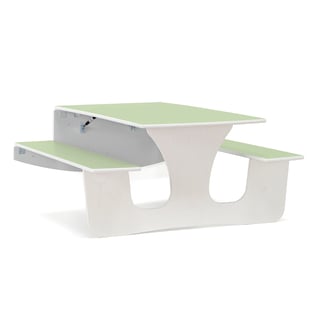 Nástenný skladací stôl LUCAS, 1200x1200x720 mm, linoleum - zelená, biela
