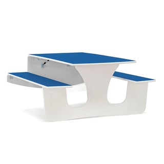 Væghængt bord LUCAS, 1200x950x720 mm, hvid, blå linoleum
