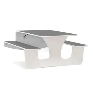 Vägghängt bord LUCAS, 1200x1200x720 mm, vit, mörkgrå