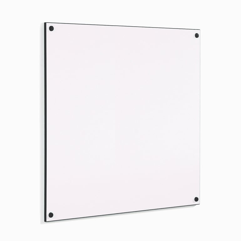 Frameless whiteboard, 1176x1176 mm, black edging | AJ Products