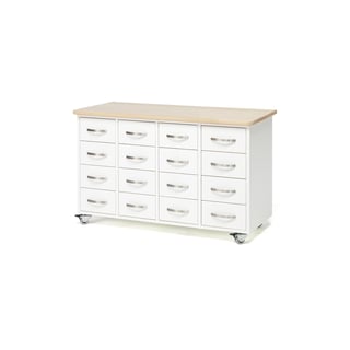 Mobile merchant chest, 16 drawers, bow handle, white