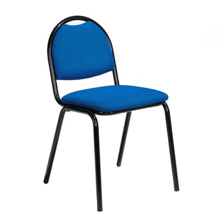 Jedálenská stolička WARREN, modré čalúnenie / čierna, celková šírka 495 mm