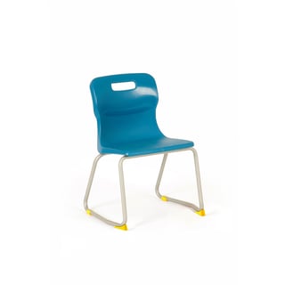 Skid frame plastic chair, H 350 mm, blue