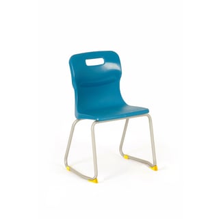 Skid frame plastic chair, H 380 mm, blue