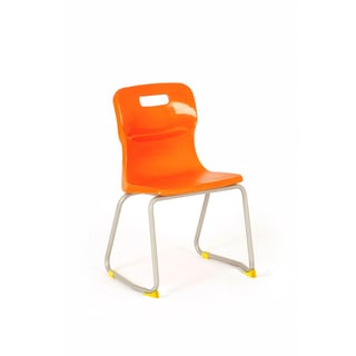 Skid frame plastic chair, H 380 mm, orange