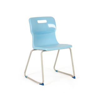 Skid frame plastic chair, H 430 mm, sky blue